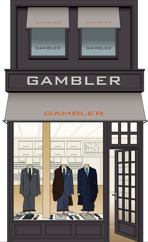 La devanture de la boutique Gambler, 4 rue de l'Arcade à Paris
